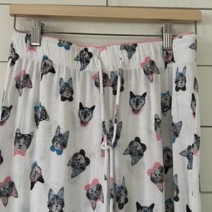 Kitty (cats with bow ties) Size XS Pajama Pants white, grey,pink